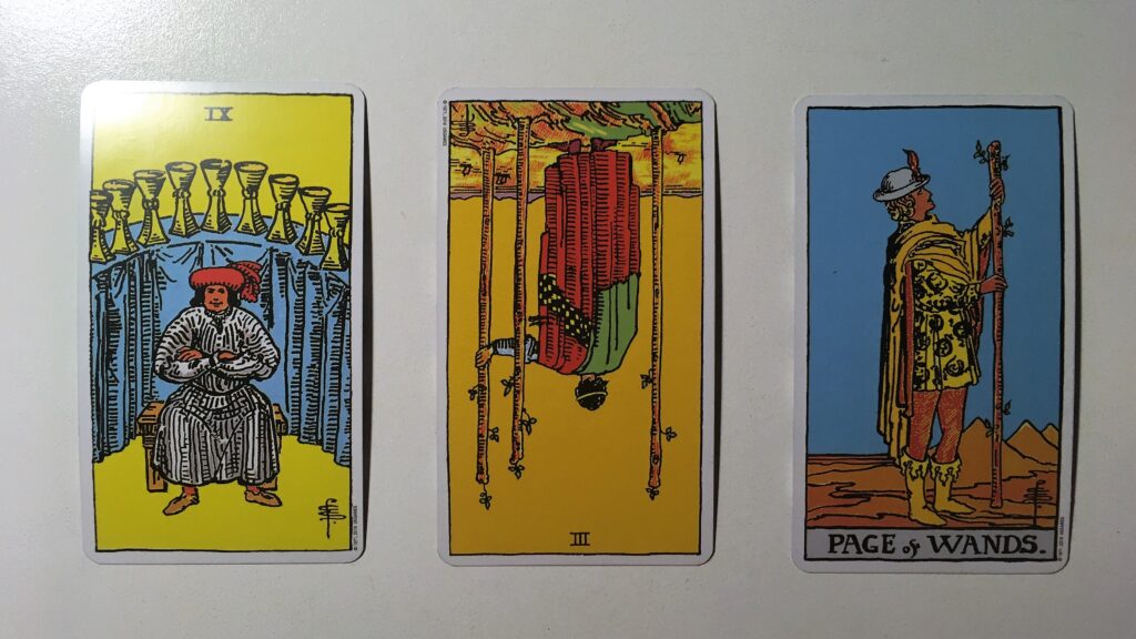 Three tarot cards