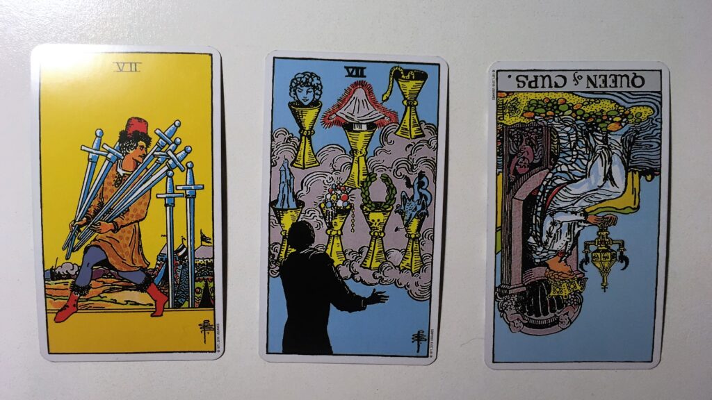 Three tarot cards