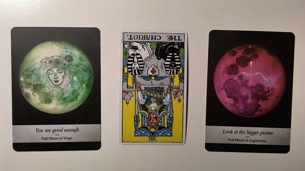 Tarot card and two oracle cards