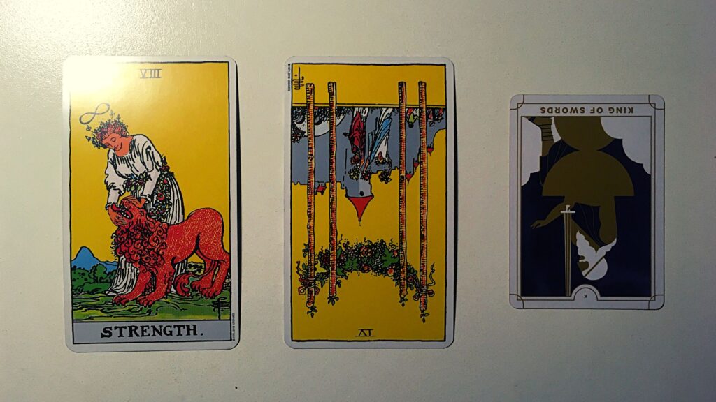 Three tarot cards