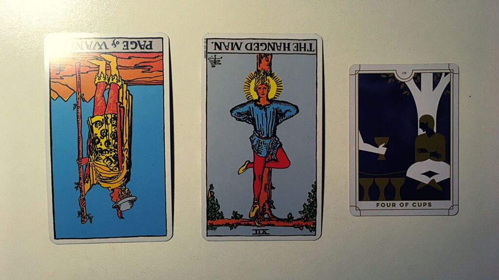 Three tarot cards