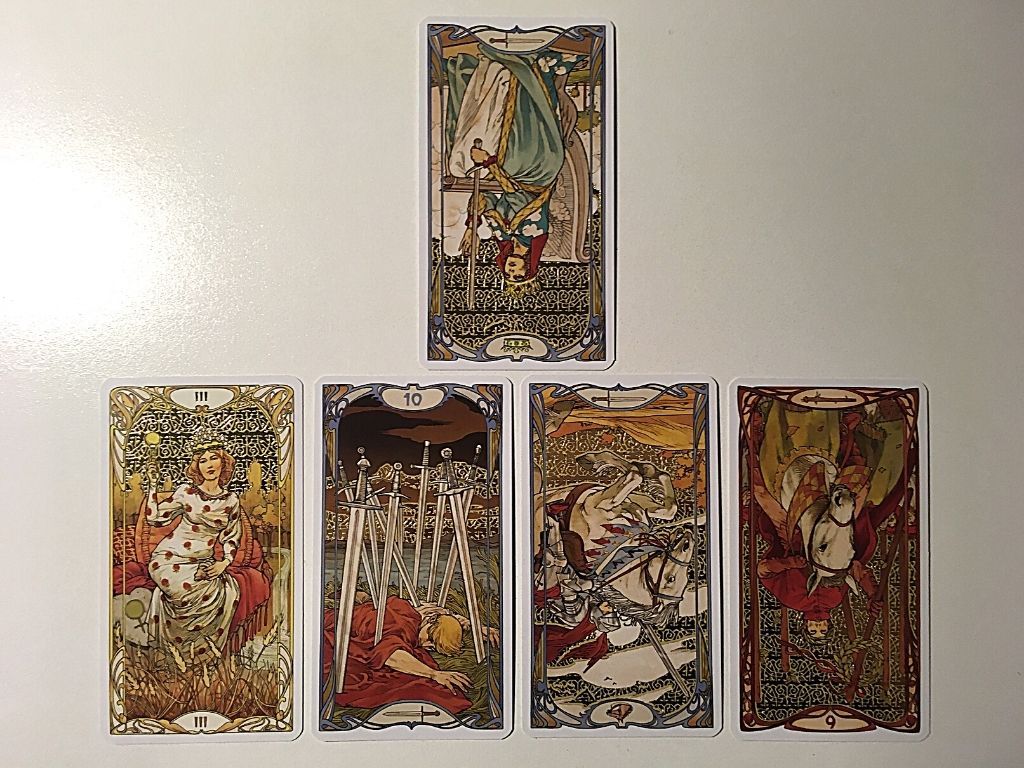 Five tarot cards