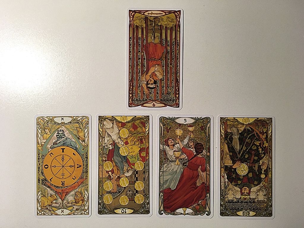 Five tarot cards