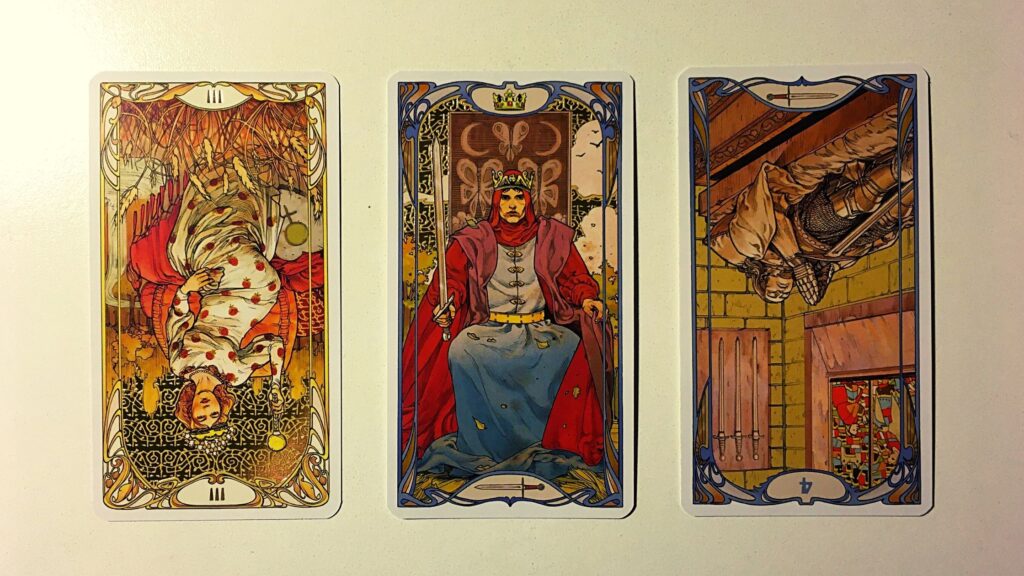 Three tarot cards