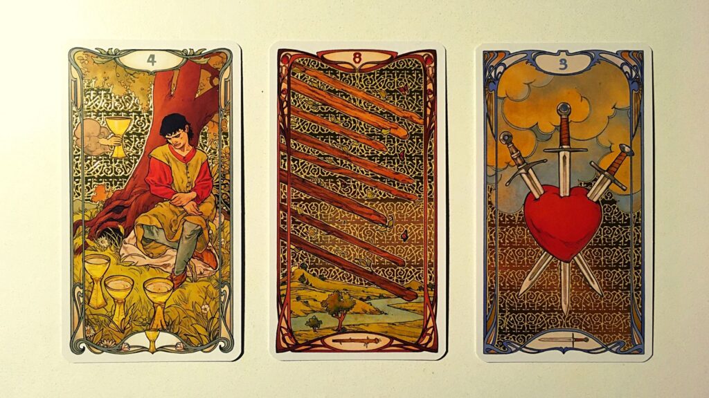 Three tarot cards