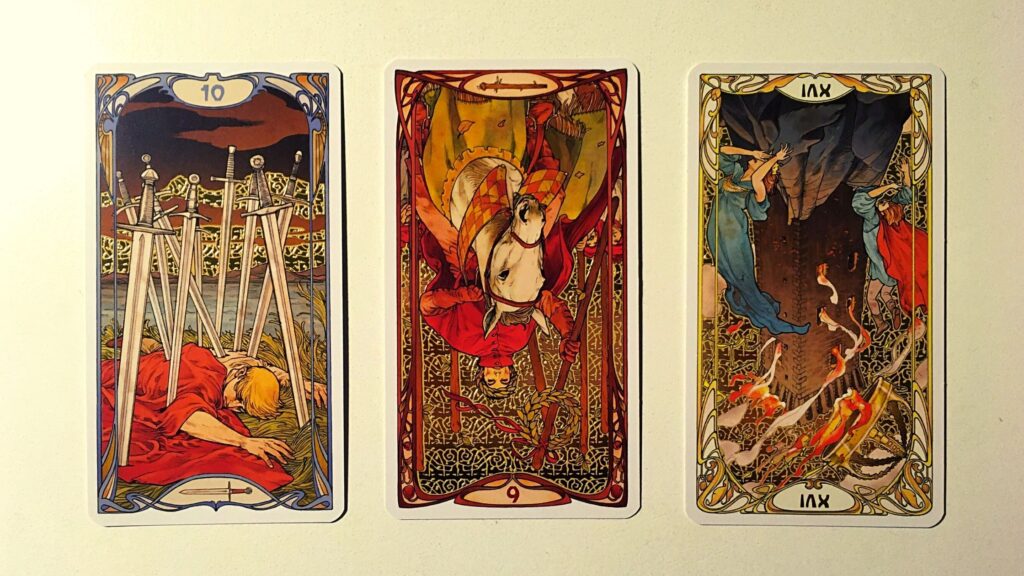 Three tarot cards