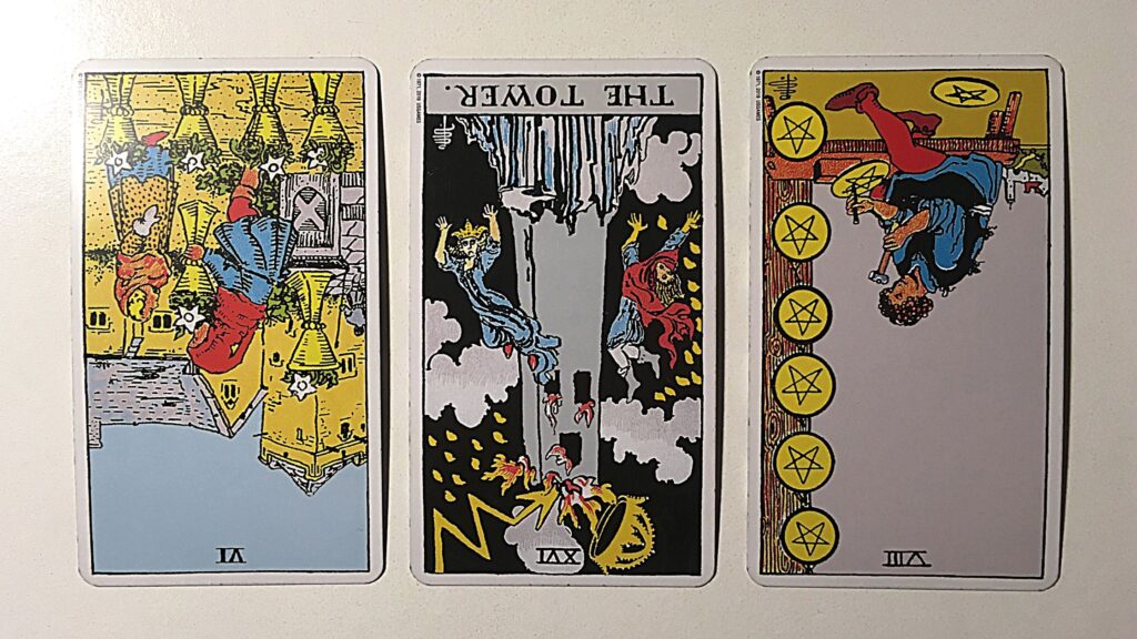 Three tarot cards