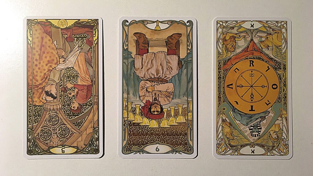 Three tarot cards