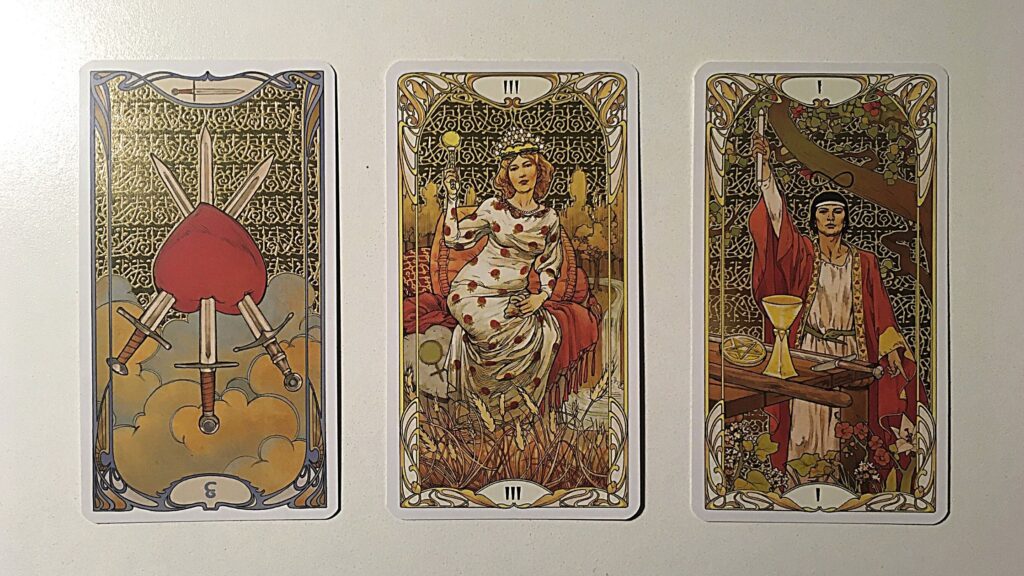 Three tarot cards