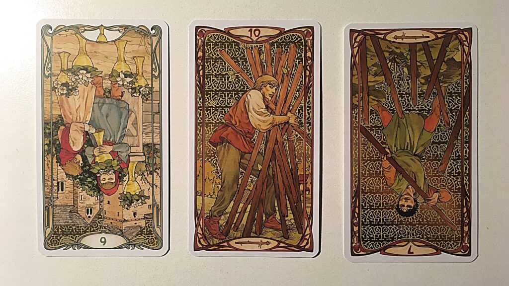 Three tarot cards