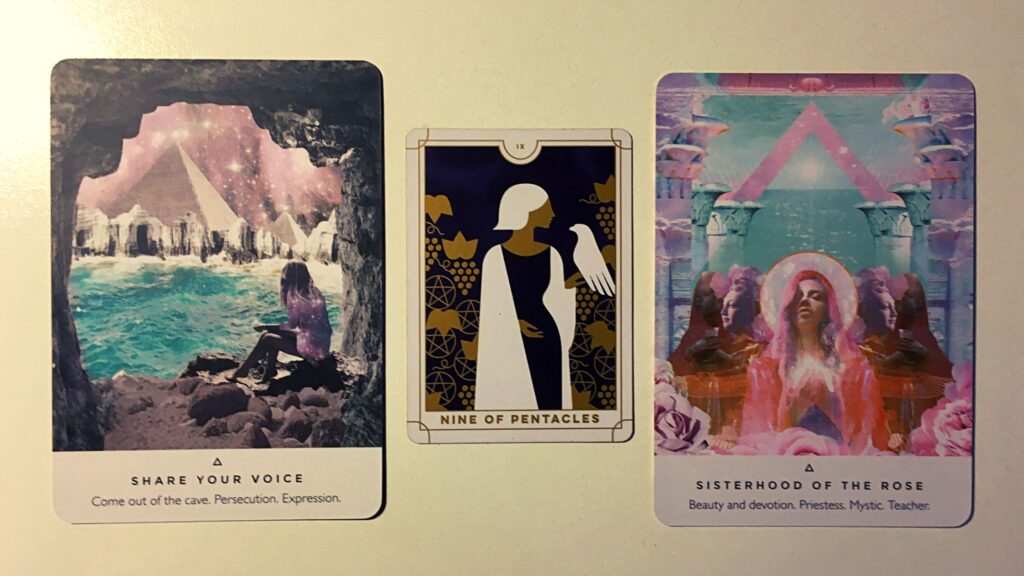 Tarot card and two oracle cards