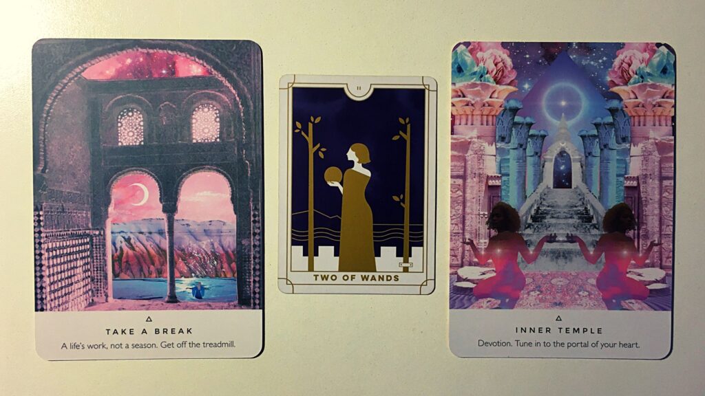 Tarot card and two oracle cards