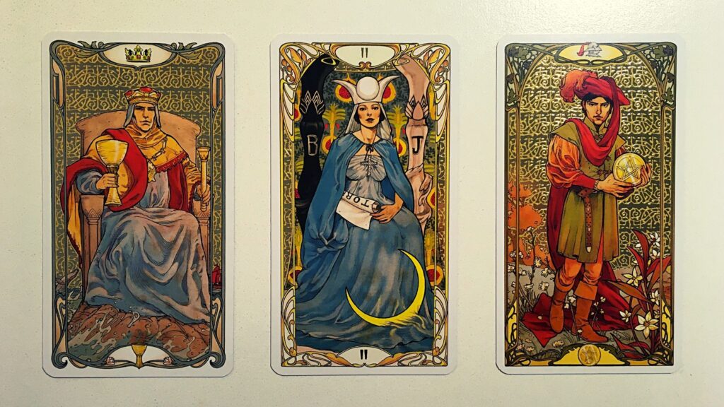 Three tarot cards