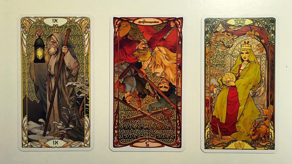 Three tarot cards