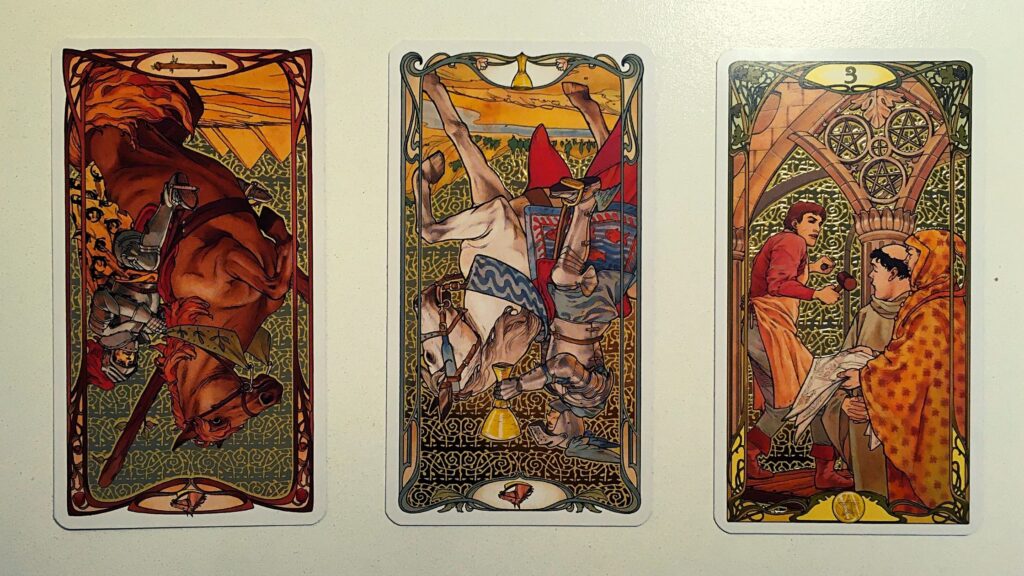 Three tarot cards