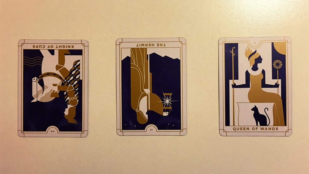 Three tarot cards from the Everyday Tarot deck