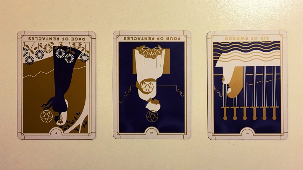 Three tarot cards from the Everyday Tarot deck