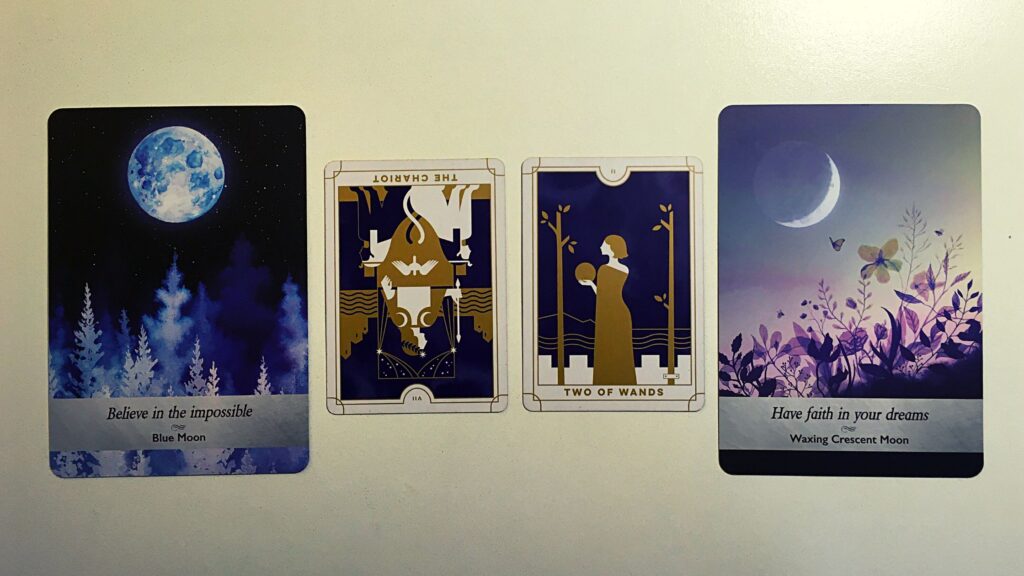 Two tarot cards and two oracle cards