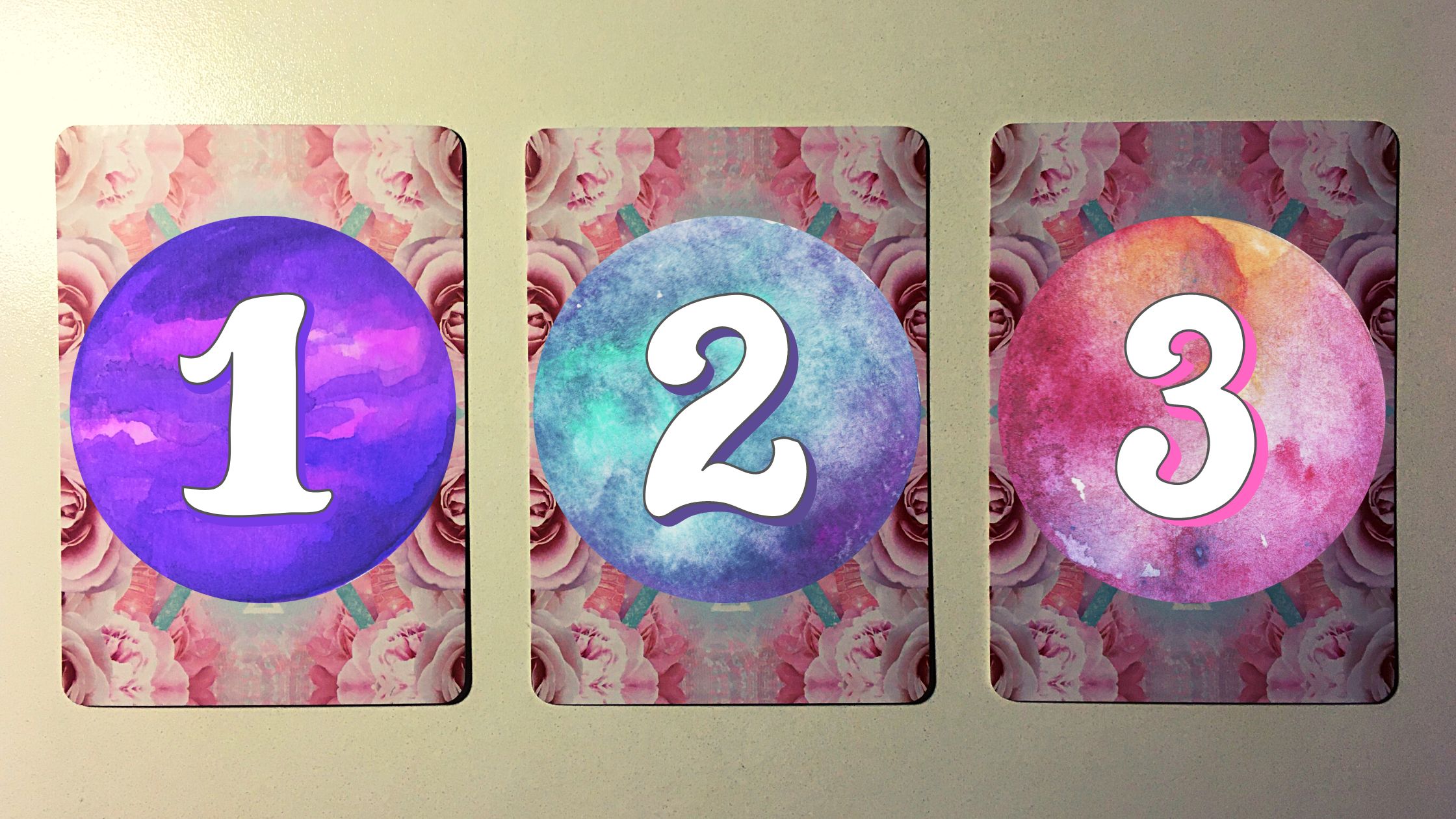 Three tarot and oracle pick a card piles with planets on them