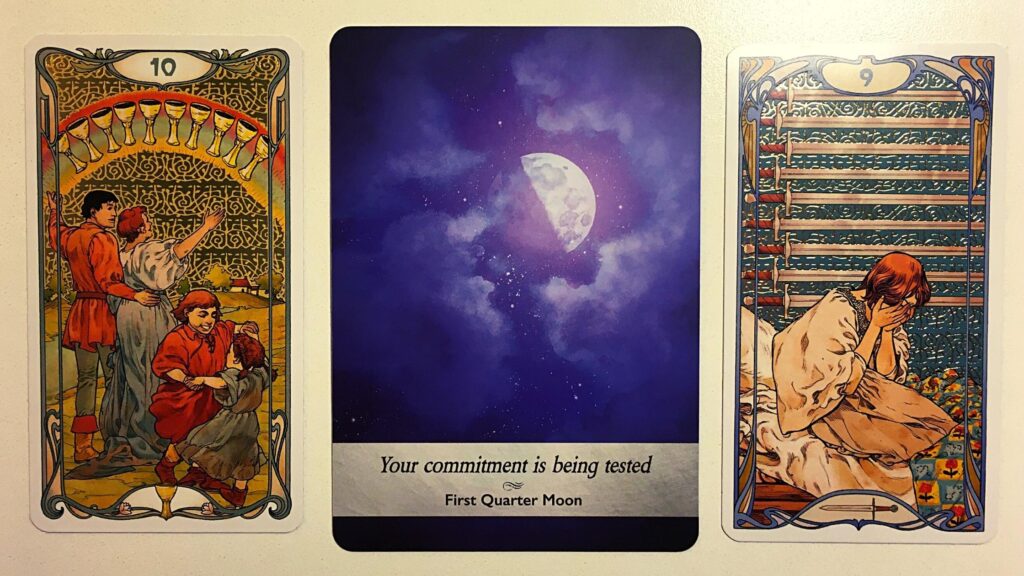 Oracle card and two tarot cards