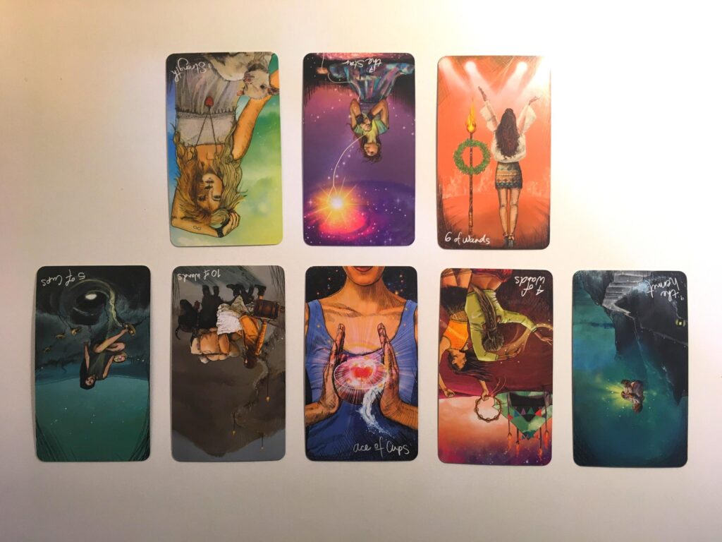 Eight tarot cards from the Light Seer's Tarot deck