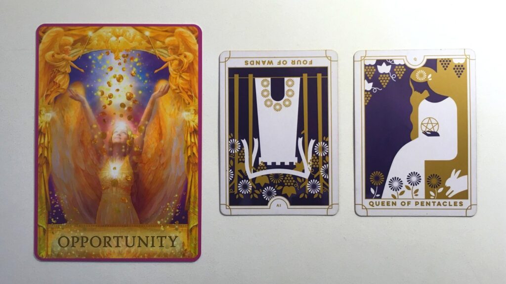 Card from the Angel Answers and two cards from the Everyday Tarot deck