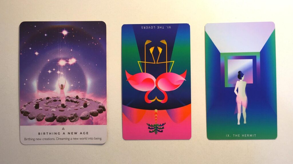 Cards from the Work Your Light Oracle and Mystic Mondays Tarot