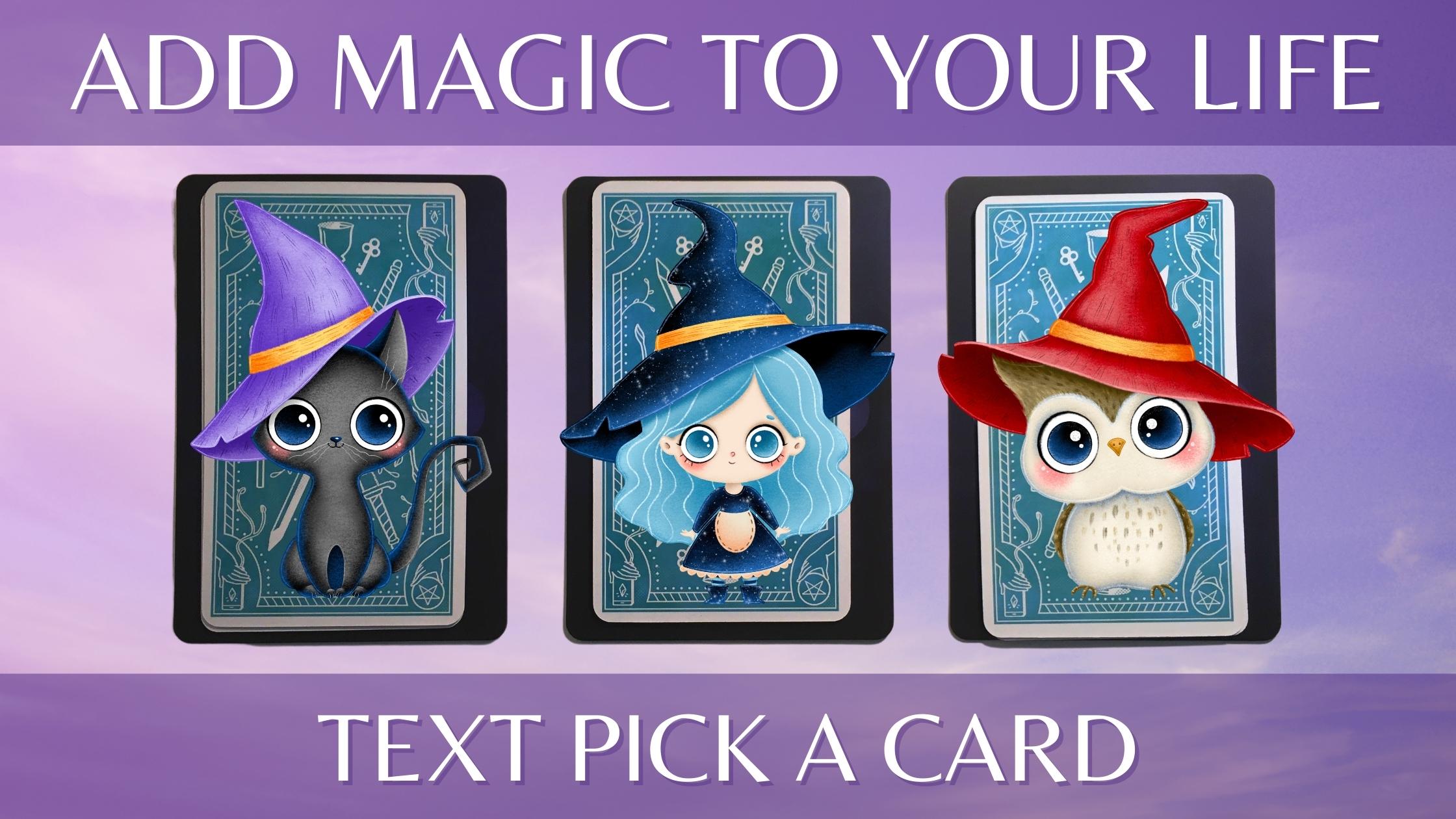 Three tarot and oracle pick a card piles with witches on them