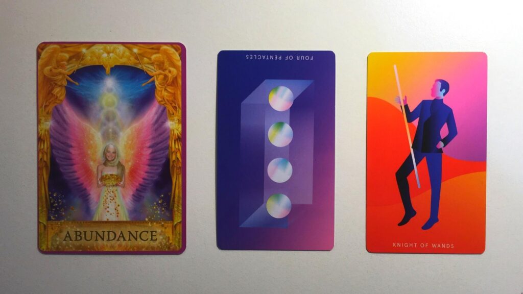 Card from the Angel Answers Oracle and two cards from the Mystic Mondays Tarot