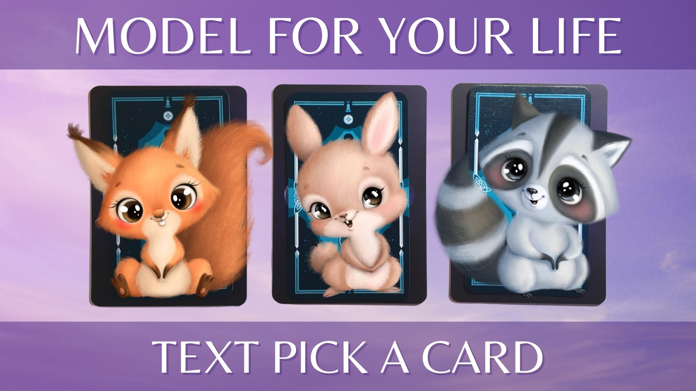 Three tarot and oracle pick a card piles with cute animals on them