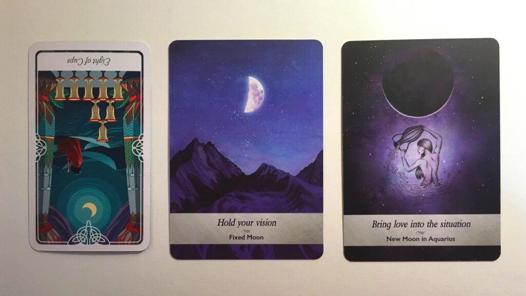 Cards from the Tarot of the Divine and Moonology Oracle Decks