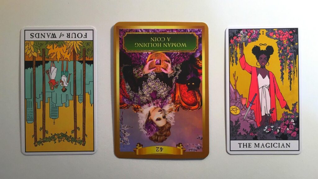 Two cards from the Modern Witch Tarot and a card from the Energy Oracle decks