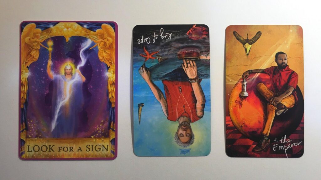 Cards from the Angel Answers Oracle and Light Seer's Tarot decks