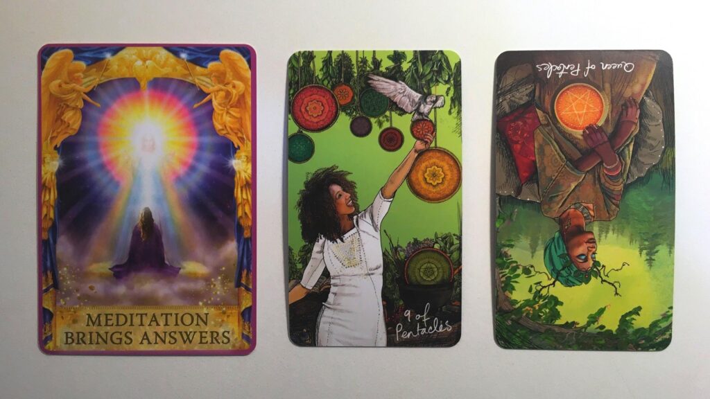 Cards from the Angel Answers Oracle and Light Seer's Tarot decks