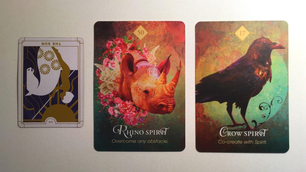 Cards from the Everyday Tarot and Animal Spirit Oracle decks