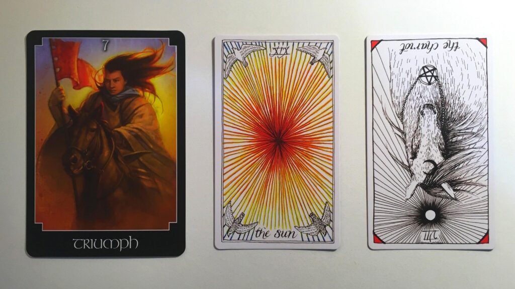 Cards from the Wild Unknown Tarot and the Psychic Oracle Tarot decks