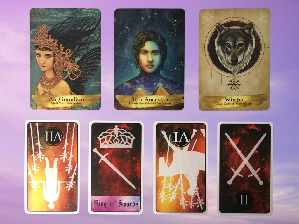 Cards from the Celestial Tarot and the Angels and Ancestors Oracle decks