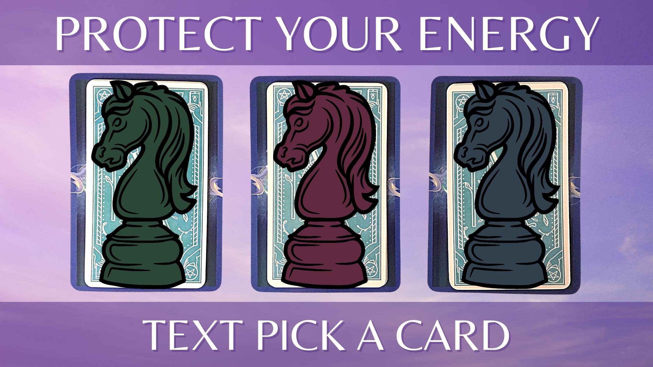 Three tarot and oracle pick a card piles with chess pieces on them