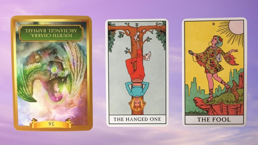 Cards from the Modern Witch Tarot and the Energy Oracle decks