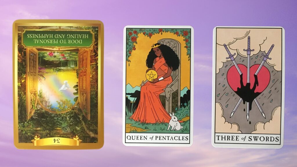 Cards from the Modern Witch Tarot and the Energy Oracle decks