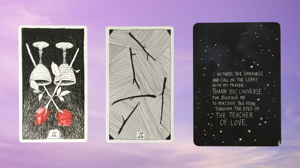 Cards from the Wild Unknown Tarot and the Universe Has Your Back Oracle decks