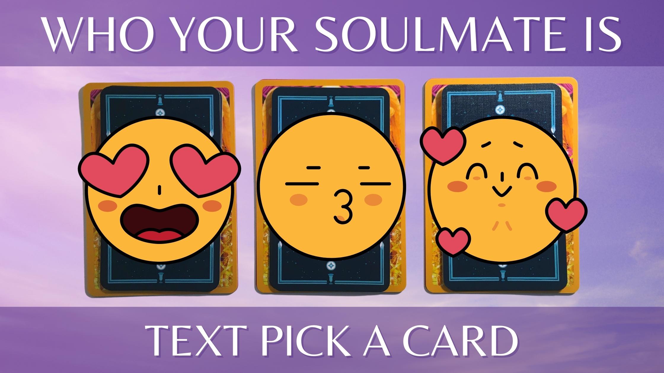 Three tarot and oracle pick a card piles with romantic emojis on them