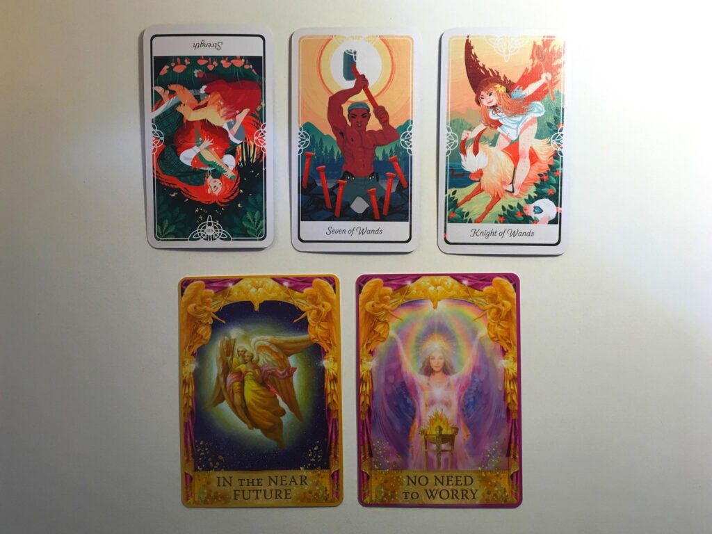 Cards from the Tarot of the Divine and Angel Answers Oracle decks