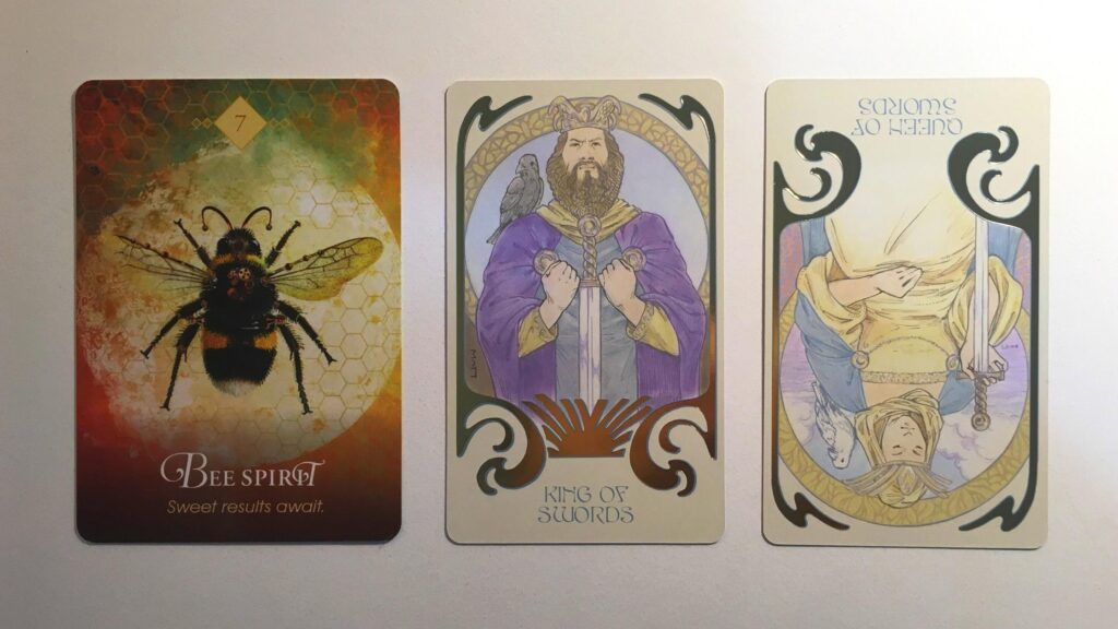 Cards from the Ethereal Visions Tarot and Animal Spirit Oracle decks