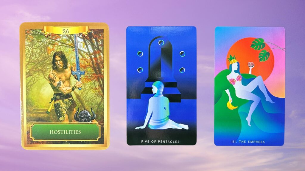 Cards from the Mystic Mondays Tarot and the Psychic Energy Oracle decks