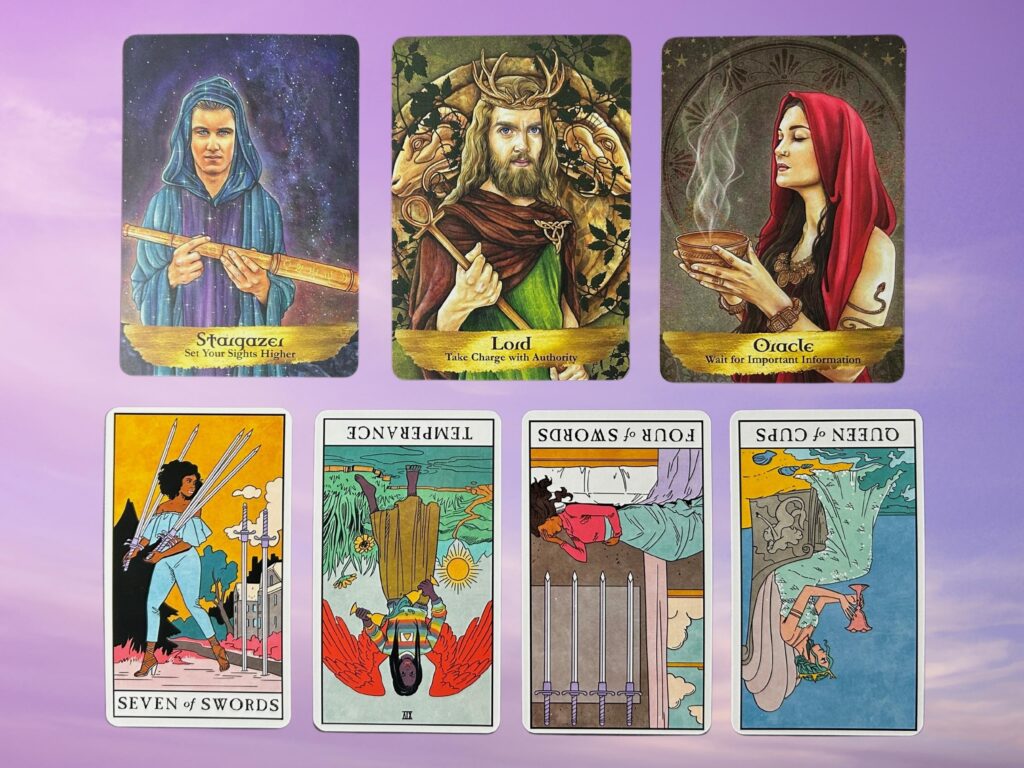 Cards from the Modern Witch Tarot and the Angels and Ancestors Oracle decks