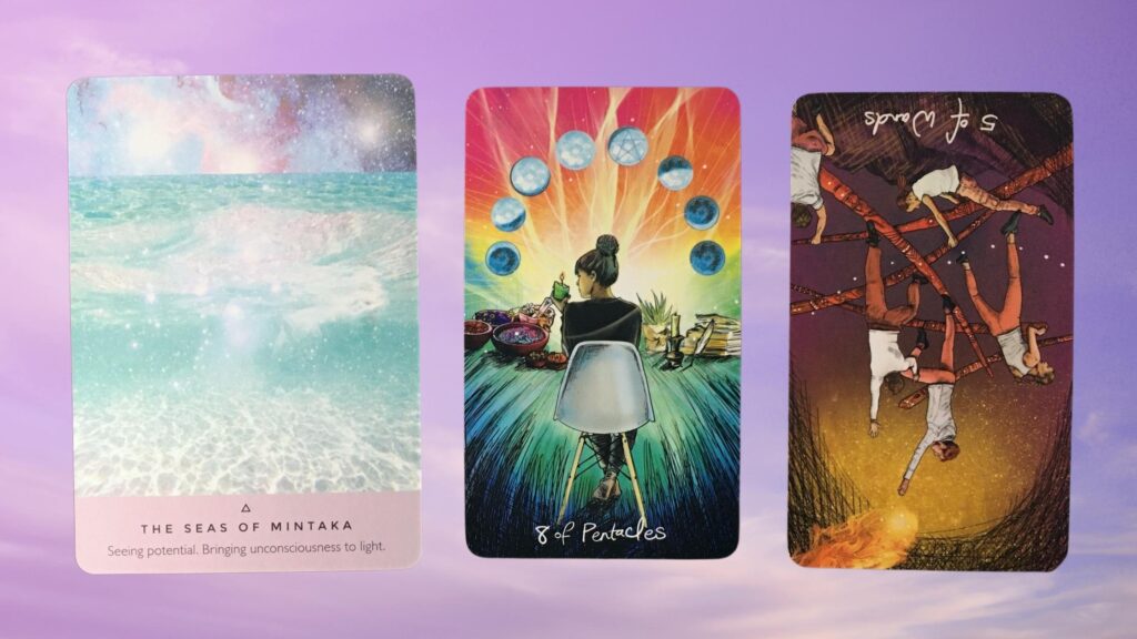 Cards from the Light Seer's Tarot and the Starseed Oracle decks