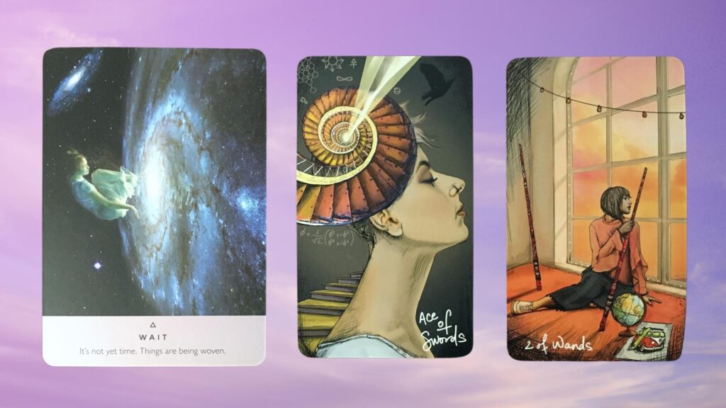 Cards from the Light Seer's Tarot and the Starseed Oracle decks