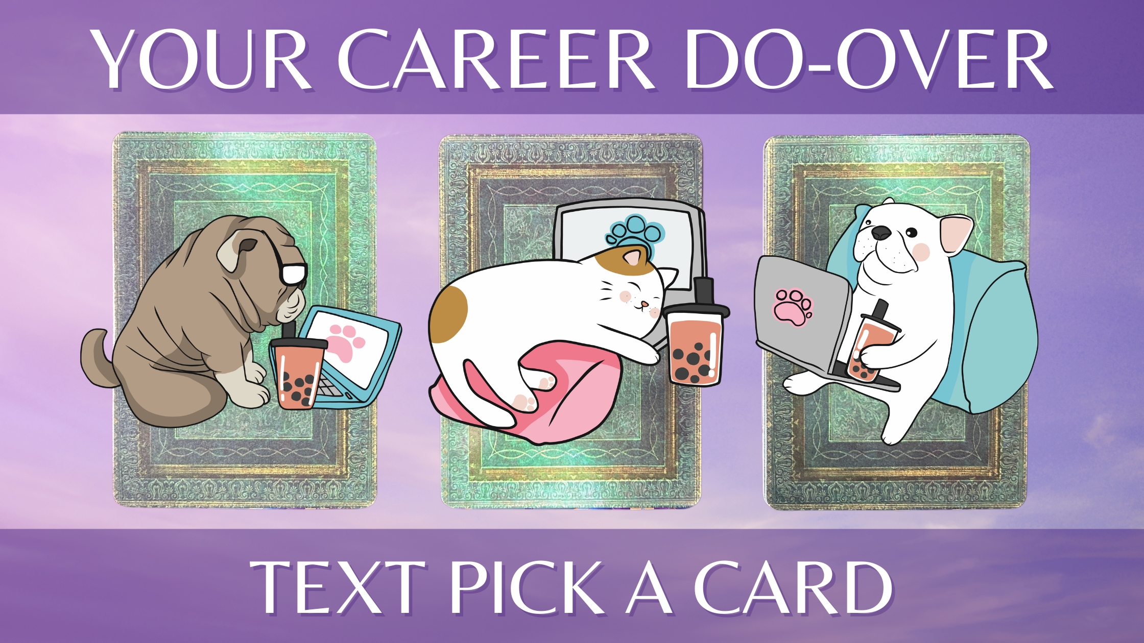 Three tarot and oracle pick a card piles with animals on them