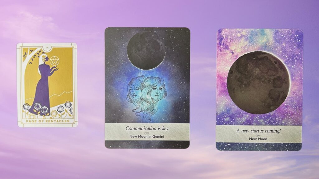 Cards from the Everyday Tarot and the Moonology Oracle decks